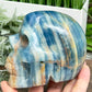 Blue Onyx Hollow Jaw Skull Healing Crystal Carving 1110g