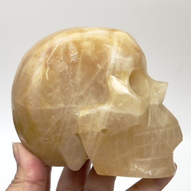 Golden Healer Quartz Skull Healing Crystal Carving 1122g