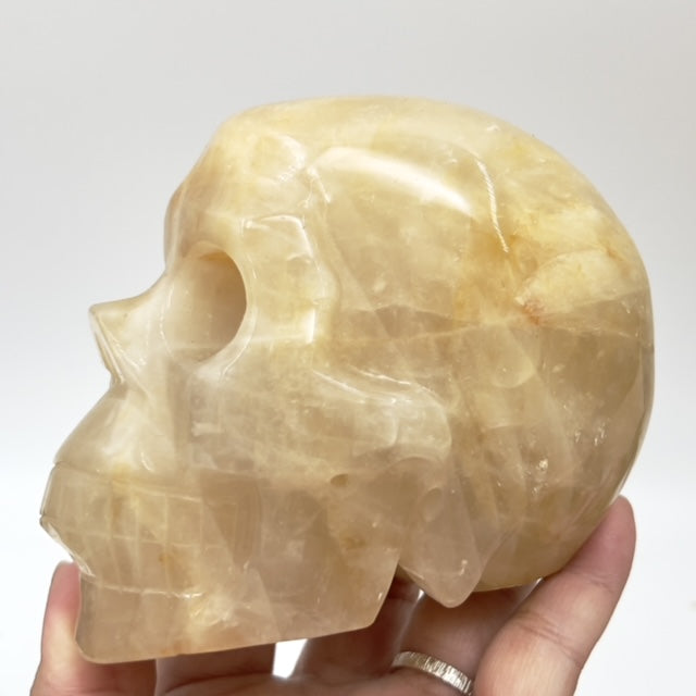 Golden Healer Quartz Skull Healing Crystal Carving 1122g