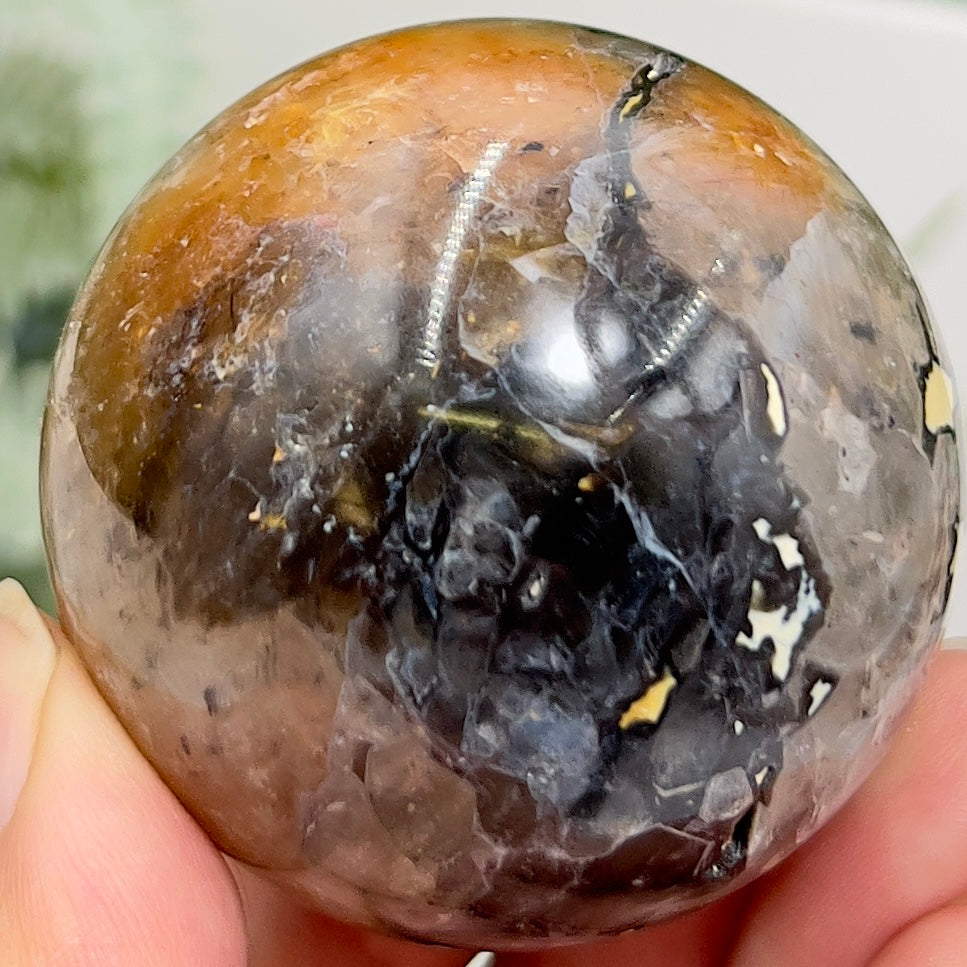 Mosaic Chalcedony Quartz Sphere Rare Healing Crystal Ball 200g 53mm