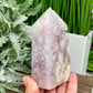 Pink Amethyst Flower Agate Tower Healing Crystal Generator 495g 119mm