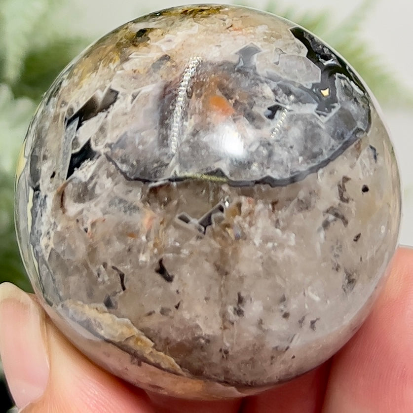 Mosaic Chalcedony Quartz Sphere Rare Healing Crystal Ball 172g 50mm