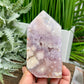 Pink Amethyst Flower Agate Tower Healing Crystal Generator 495g 119mm