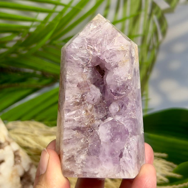 Pink Purple Amethyst Flower Agate Tower Healing Crystal Generator 324g 90mm