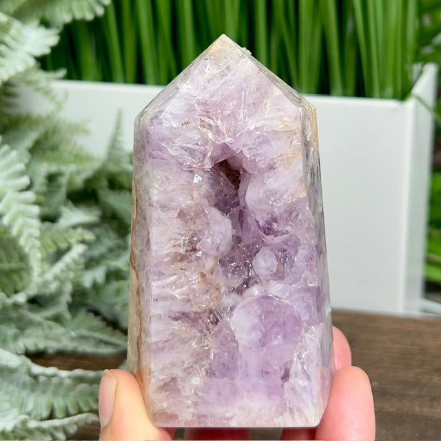 Pink Purple Amethyst Flower Agate Tower Healing Crystal Generator 324g 90mm