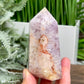 Pink Purple Amethyst Flower Agate Tower Healing Crystal Generator 324g 90mm