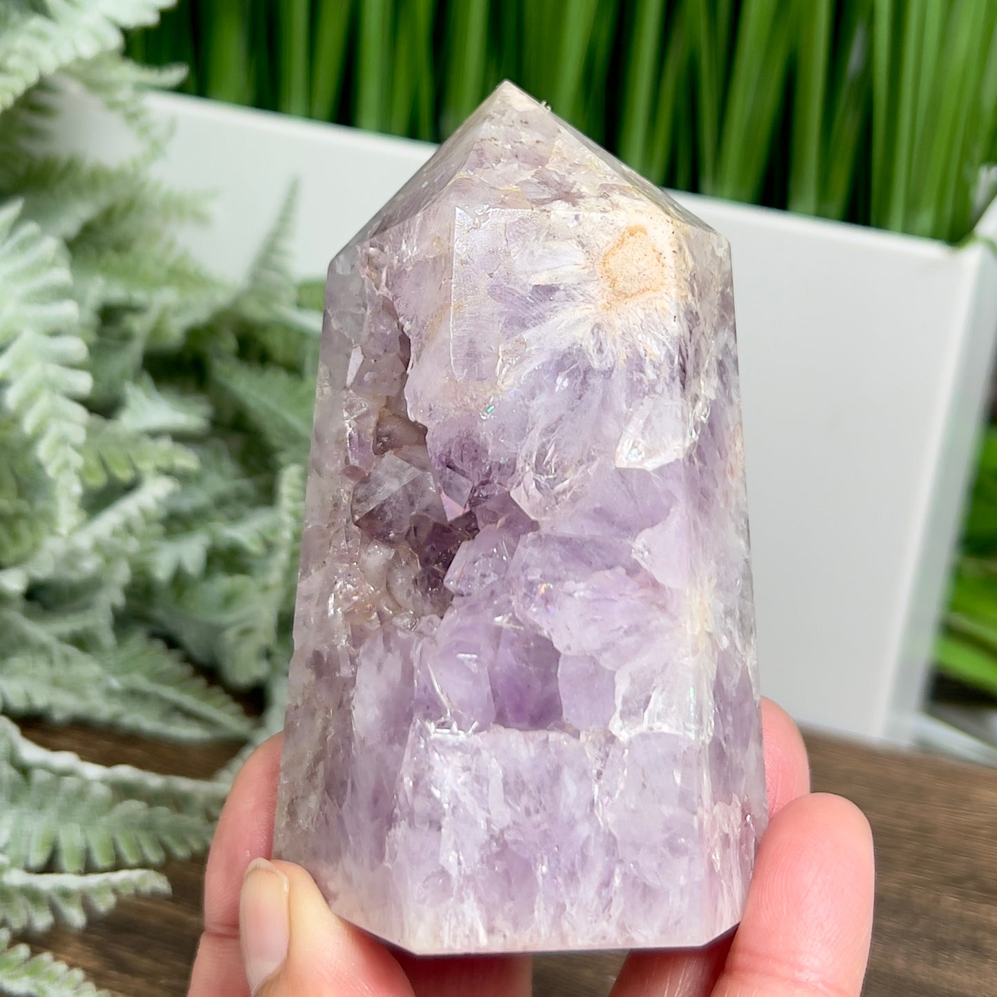 Pink Purple Amethyst Flower Agate Tower Healing Crystal Generator 324g 90mm