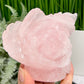 Rose Quartz Peony Flower Healing Crystal Carving 542g