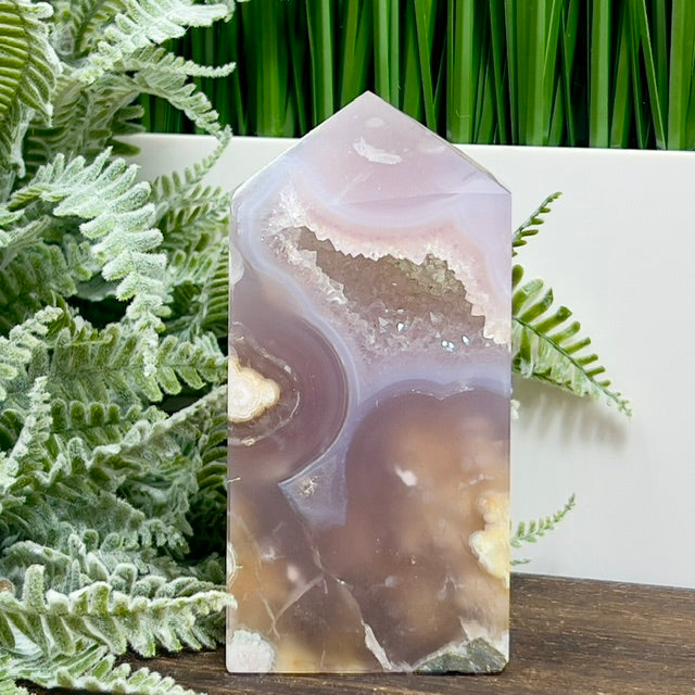 Flower Agate Tower Healing Crystal Generator 416g 111mm