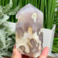 Flower Agate Tower Healing Crystal Generator 416g 111mm