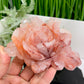 Hematoid Ferruginous Fire Quartz Lotus Flower Healing Crystal Carving 398g