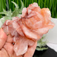 Hematoid Ferruginous Fire Quartz Lotus Flower Healing Crystal Carving 398g