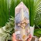 Blue Flower Agate Tower Healing Crystal Generator 1678g 198mm