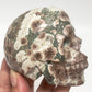 Russian Flower Cherry Blossom Jasper Skull Healing Crystal Carving 520g