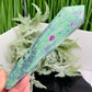 Ruby in Fuchsite UV Reactive Crystal Wand in Stand Generator 282g 170mm