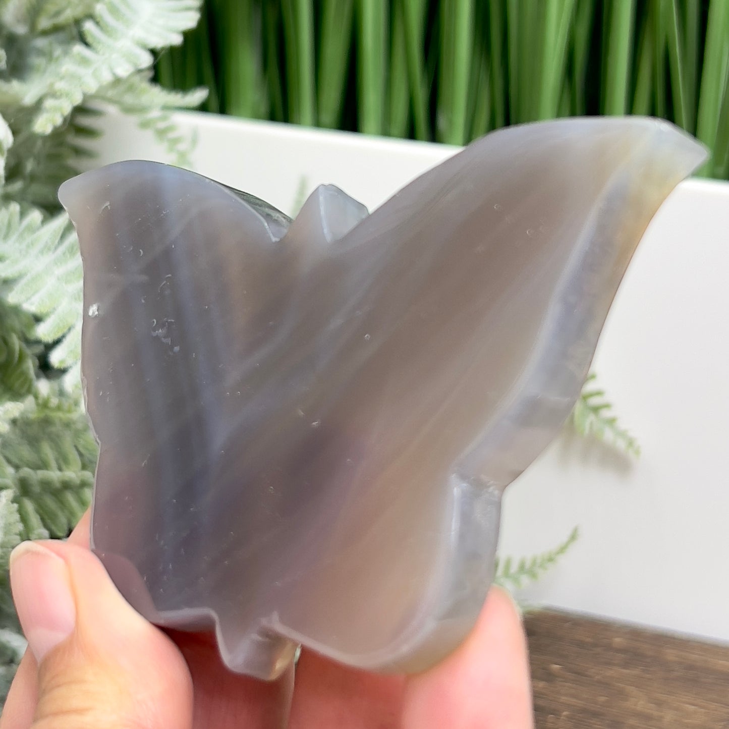 Agate Butterfly with Stand Healing Crystal Nature Carving 90g