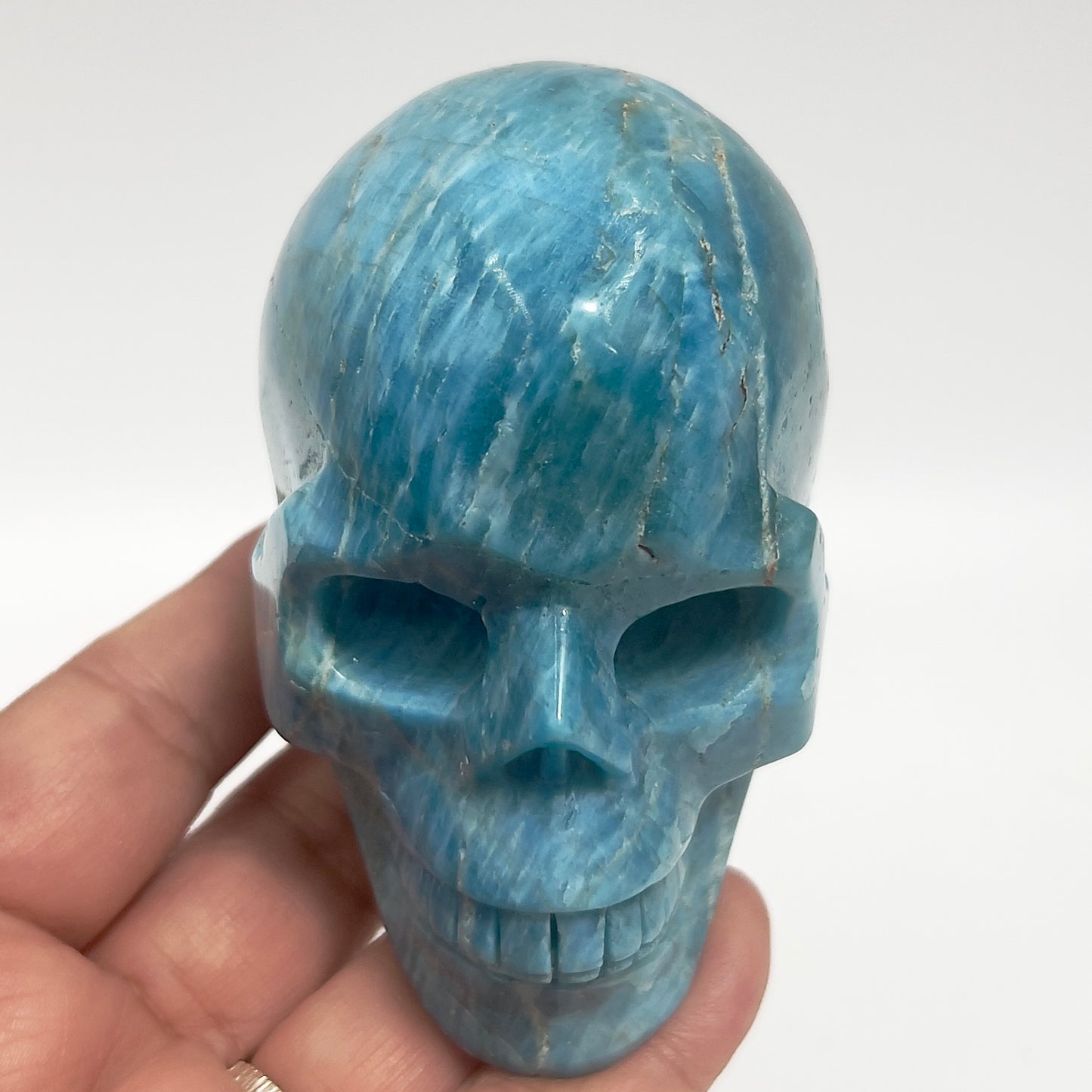 Blue Apatite Skull Healing Crystal Carving 501g