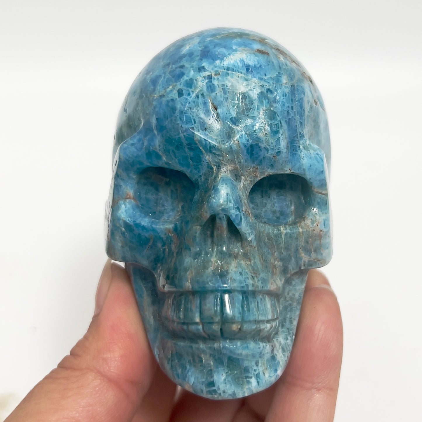 Blue Apatite Skull Healing Crystal Carving 550g