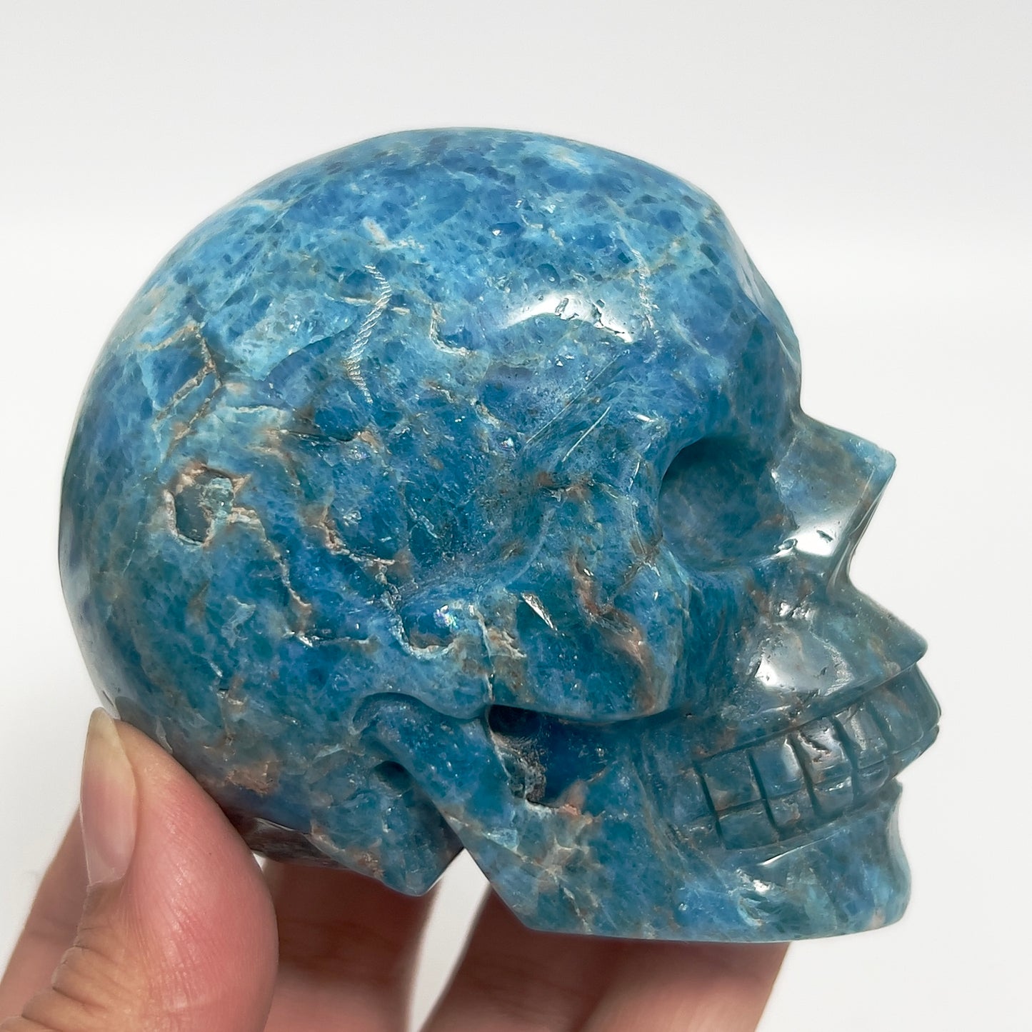 Blue Apatite Skull Healing Crystal Carving 550g