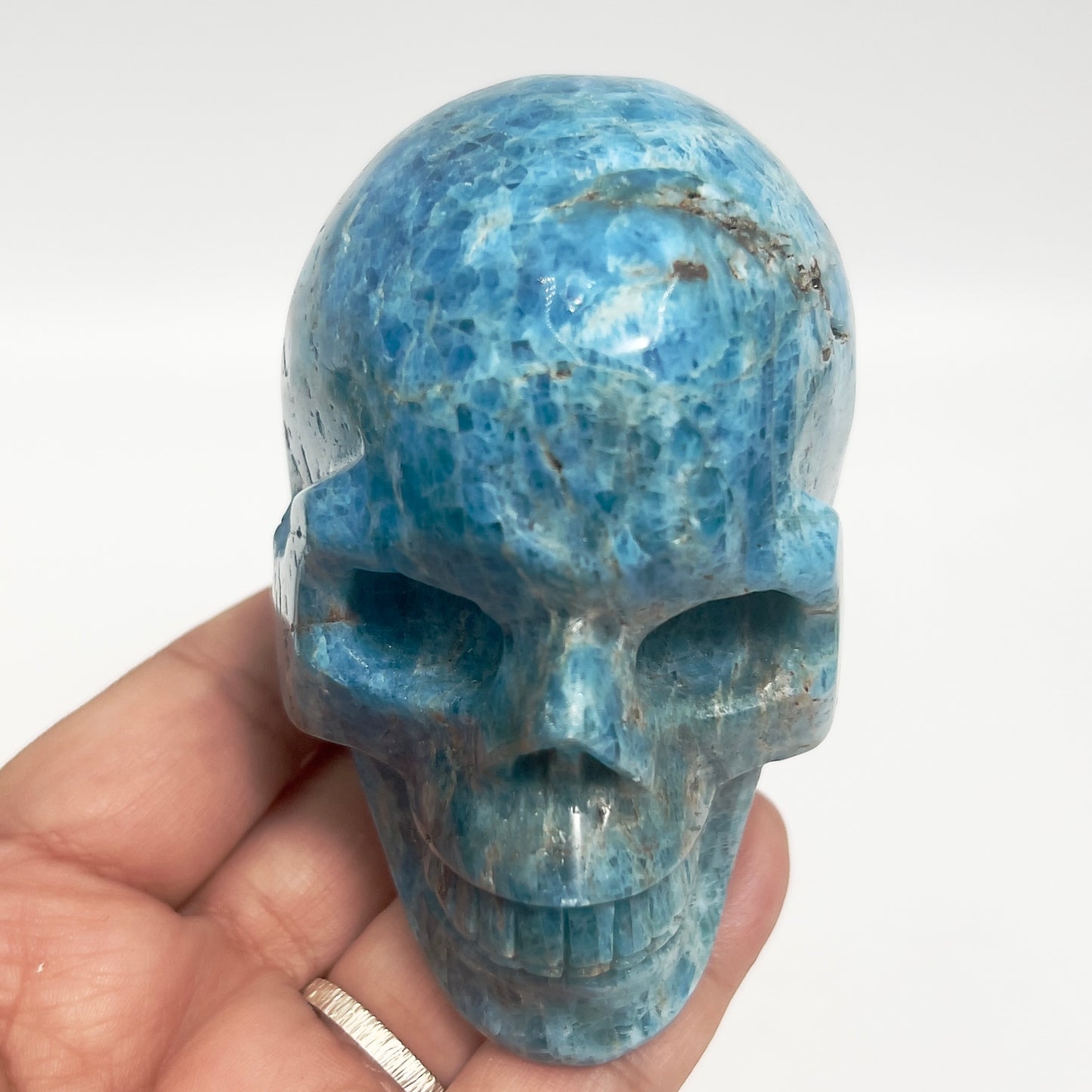 Blue Apatite Skull Healing Crystal Carving 550g