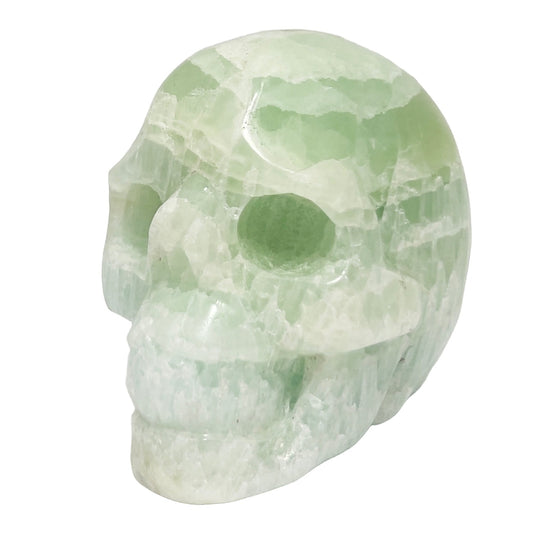 Pistachio Calcite Skull Healing Crystal Carving 785g