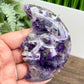 Chevron Dream Amethyst Moon Face Crescent Healing Crystal Carving 104g