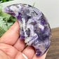 Chevron Dream Amethyst Moon Face Crescent Healing Crystal Carving 104g