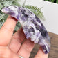 Chevron Dream Amethyst Moon Face Crescent Healing Crystal Carving 104g