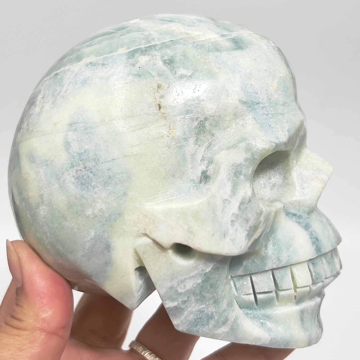 Peruvian Blue Opal Skull Healing Crystal Carving 1480g