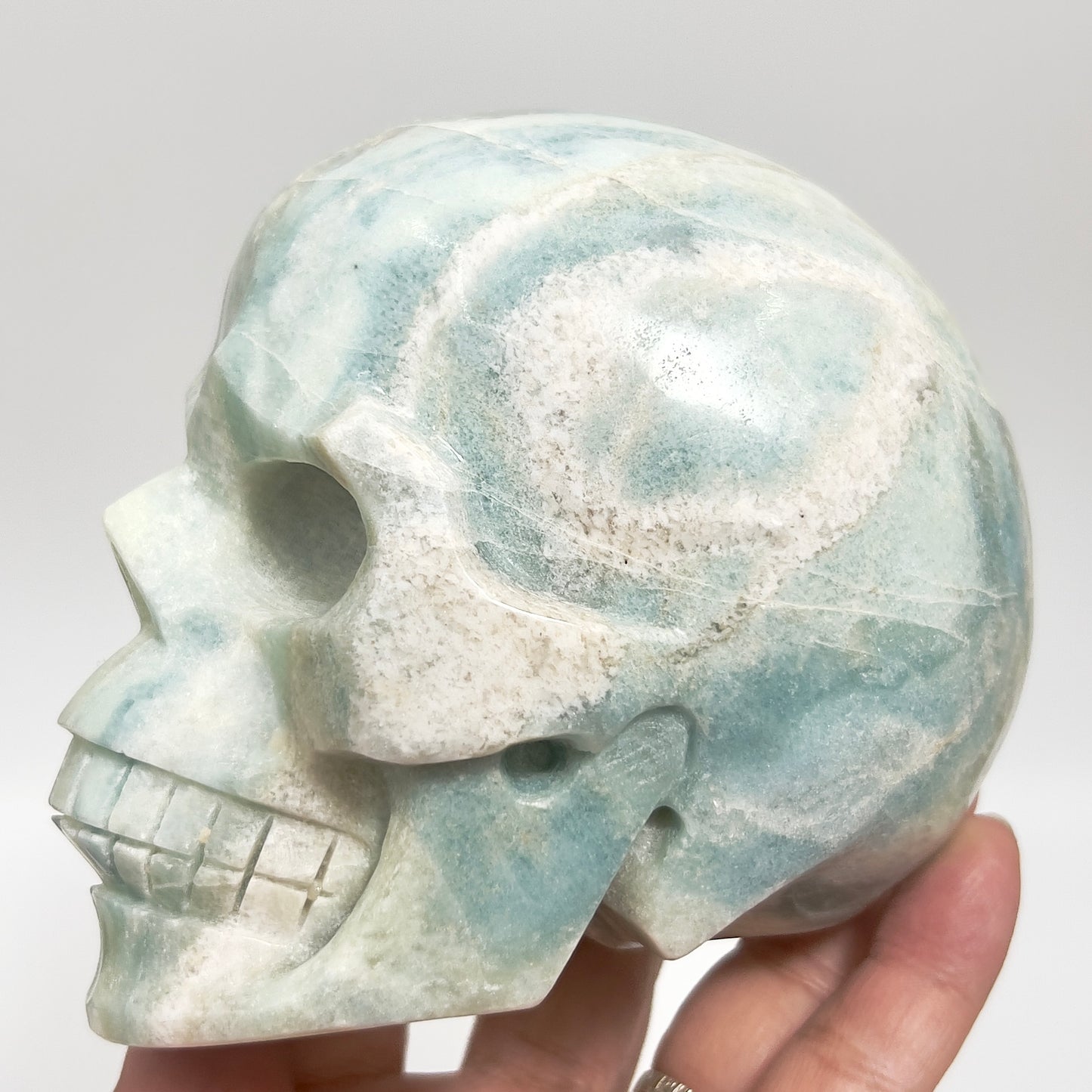 Peruvian Blue Opal Skull Healing Crystal Carving 1480g