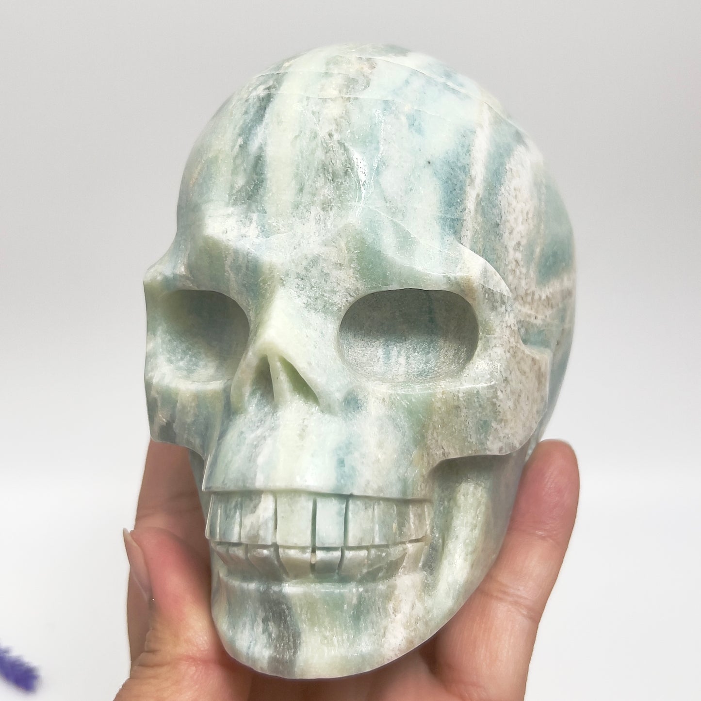 Peruvian Blue Opal Skull Healing Crystal Carving 1480g