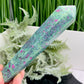 Ruby in Fuchsite UV Reactive Crystal Wand in Stand Generator 264g 165mm