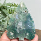 Moss Agate Leaf Healing Crystal Plant Carving 136g