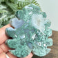 Moss Agate Leaf with Stand Healing Crystal Plant Carving 132g