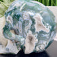 Moss Agate Druzy Hollow Jaw Skull Extra Large Healing Crystal Carving 2982g