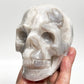 White Crazy Lace Agate Skull Healing Crystal Carving 811g