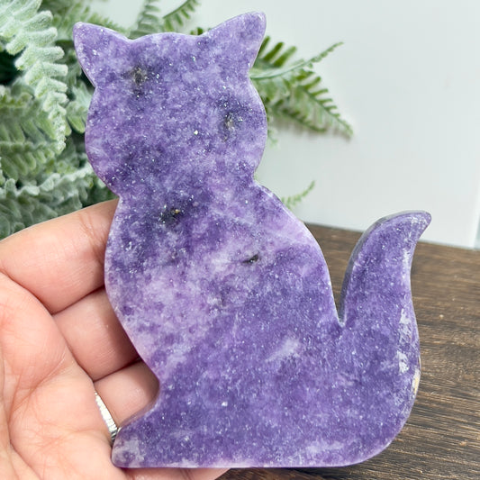 Lepidolite Purple Mica Kitty Cat Healing Crystal Animal Carving 177g