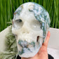 Moss Agate Druzy Hollow Jaw Skull Extra Large Healing Crystal Carving 2982g