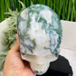 Moss Agate Druzy Hollow Jaw Skull Extra Large Healing Crystal Carving 2982g