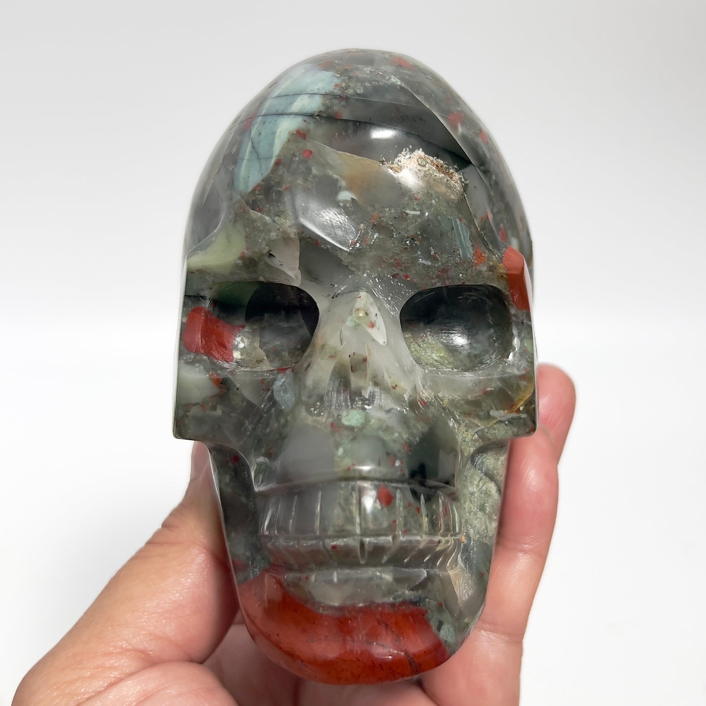 Setonite African Jasper Blood Stone Skull Healing Crystal Carving 808g