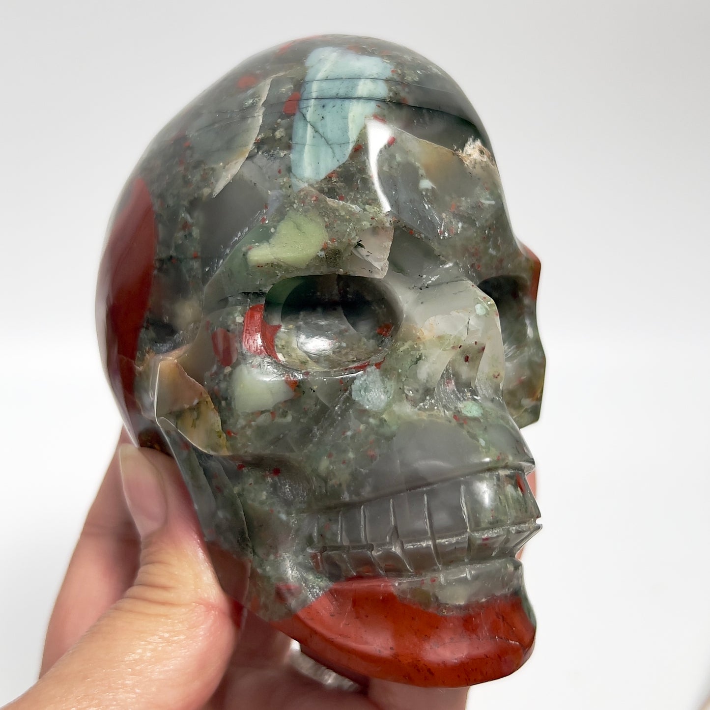 Setonite African Jasper Blood Stone Skull Healing Crystal Carving 808g