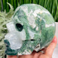 Moss Agate Druzy Skull Healing Crystal Carving 1218g