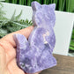 Lepidolite Purple Mica with Peach Moonstone Kitty Cat Healing Crystal Animal Carving 173g