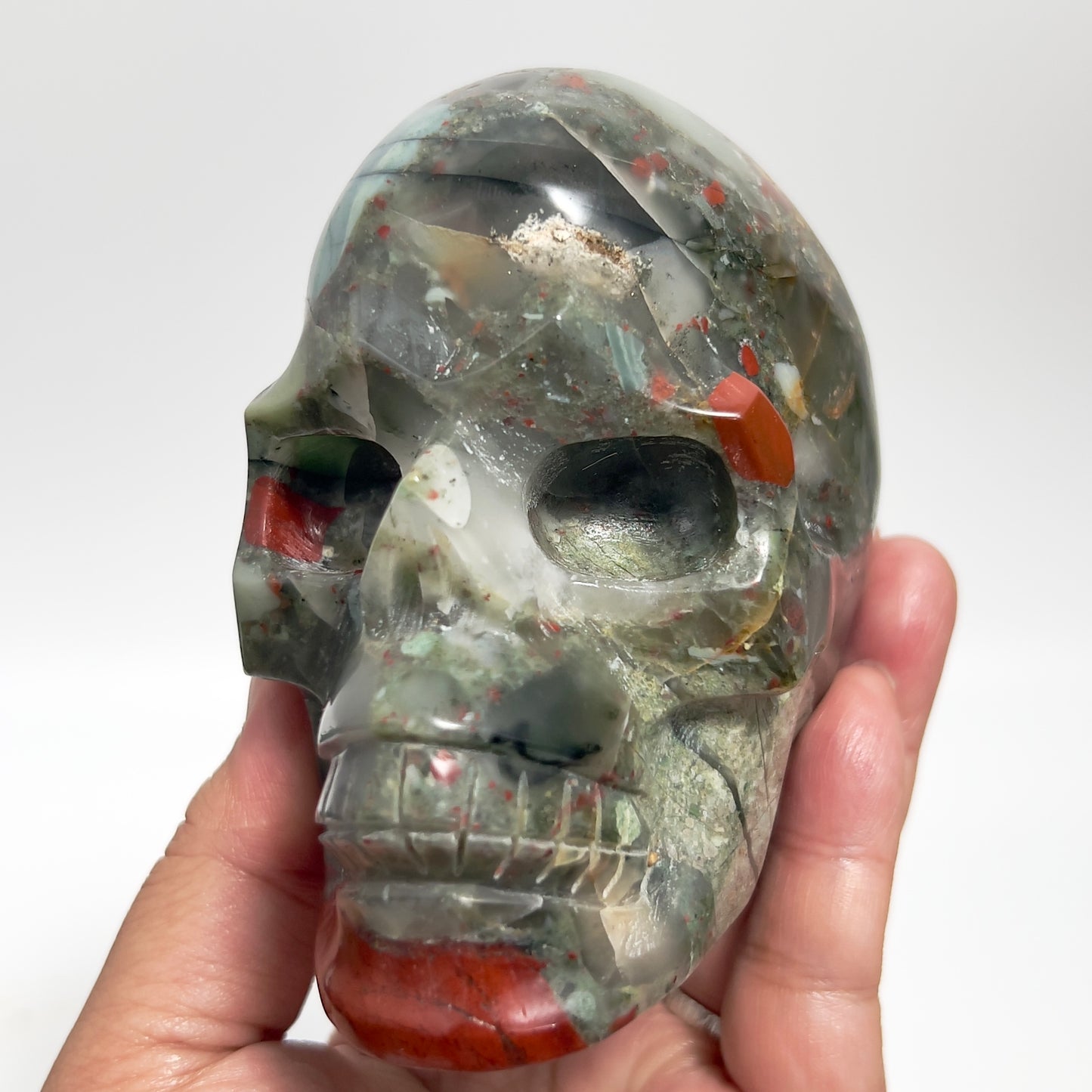 Setonite African Jasper Blood Stone Skull Healing Crystal Carving 808g