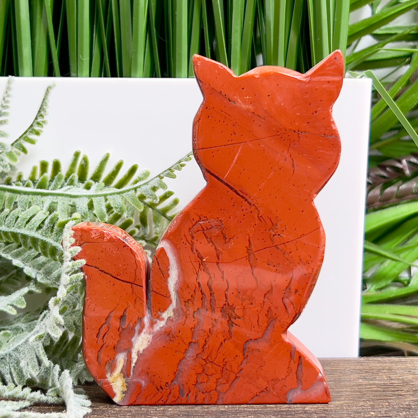 Red Jasper Kitty Cat Healing Crystal Animal Carving 184g