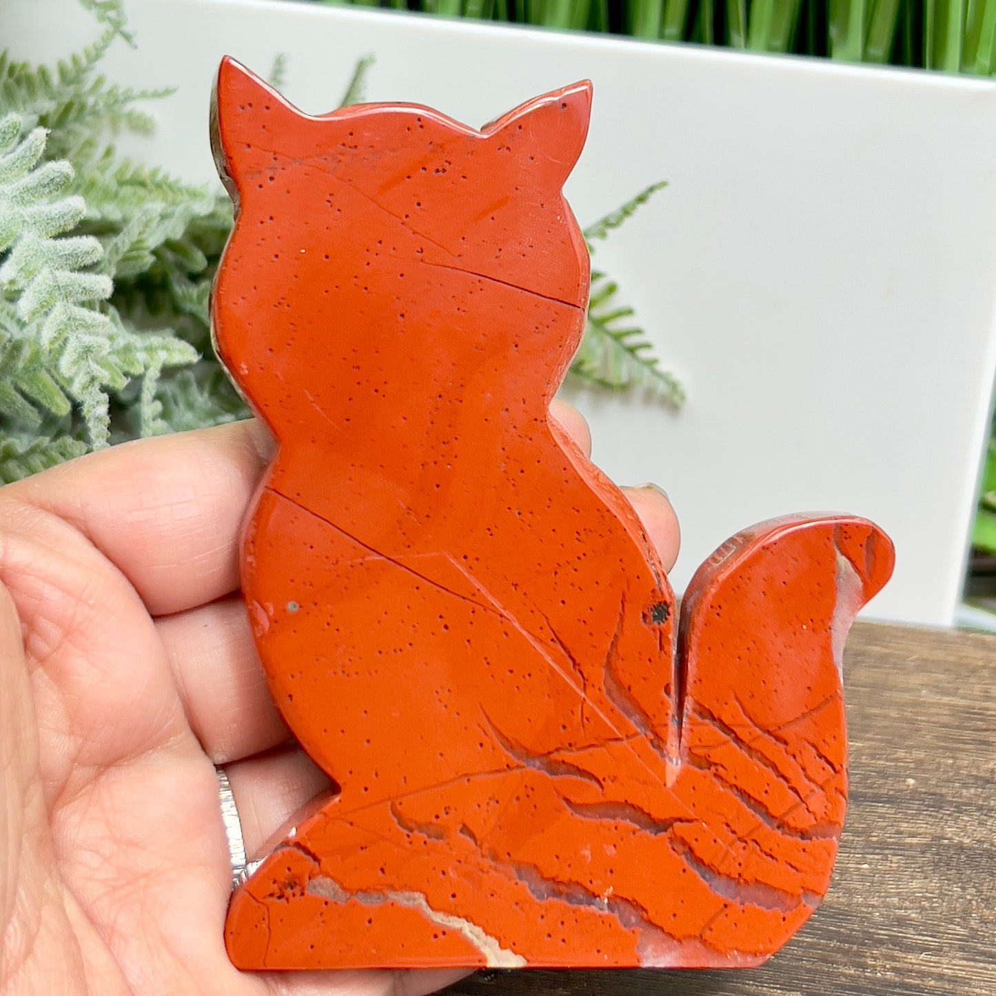 Red Jasper Kitty Cat Healing Crystal Animal Carving 184g