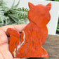 Red Jasper Kitty Cat Healing Crystal Animal Carving 184g