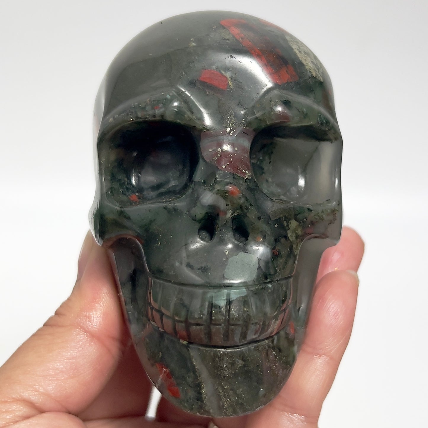 Setonite African Jasper Blood Stone Skull Healing Crystal Carving 681g