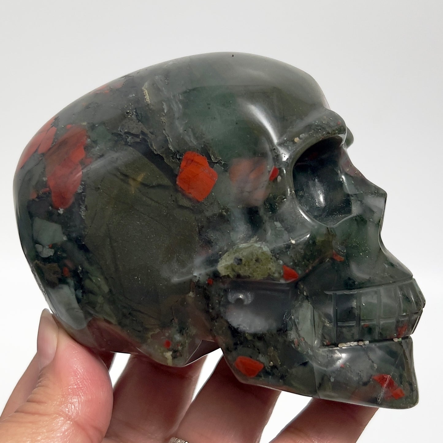 Setonite African Jasper Blood Stone Skull Healing Crystal Carving 681g