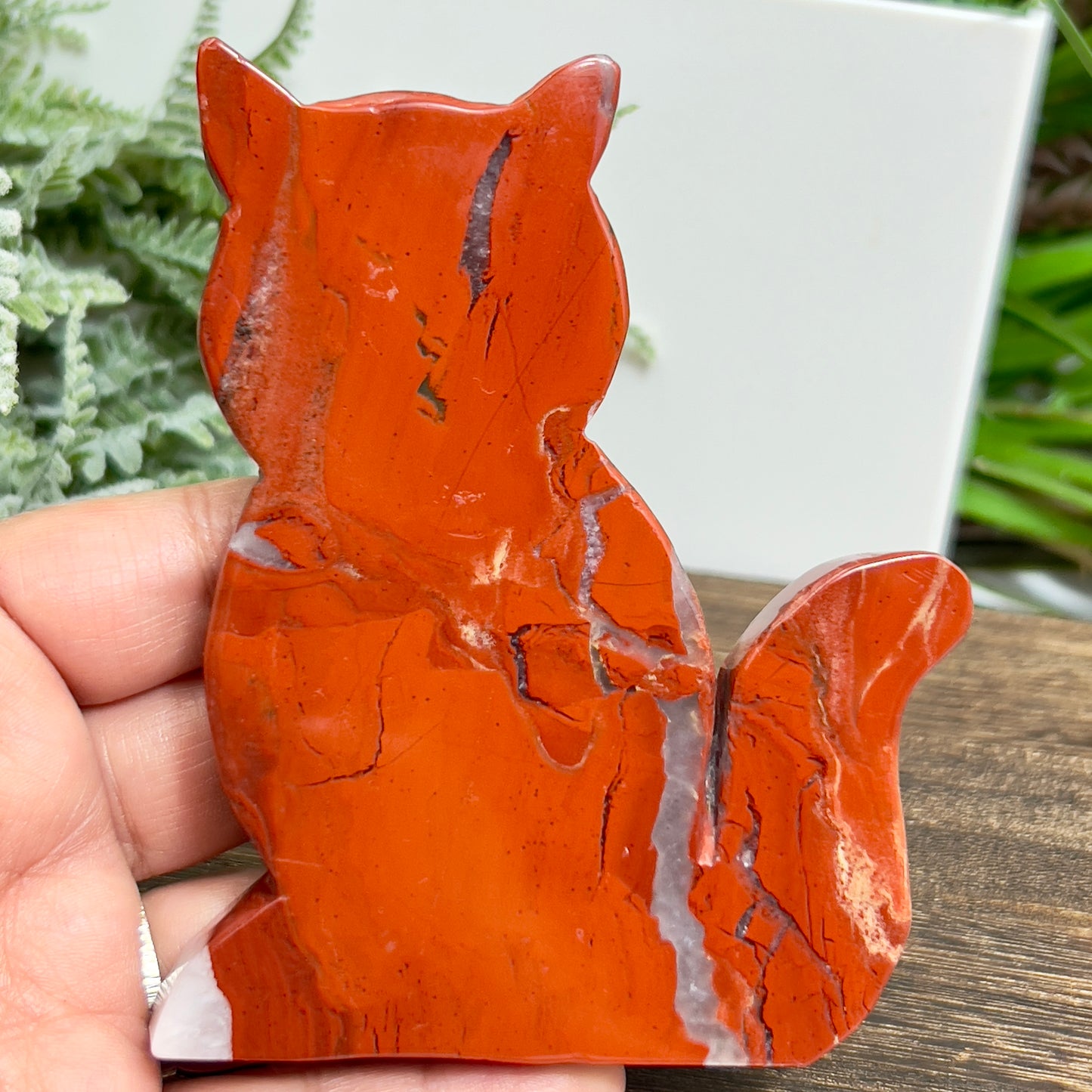 Red Jasper Kitty Cat Healing Crystal Animal Carving 198g